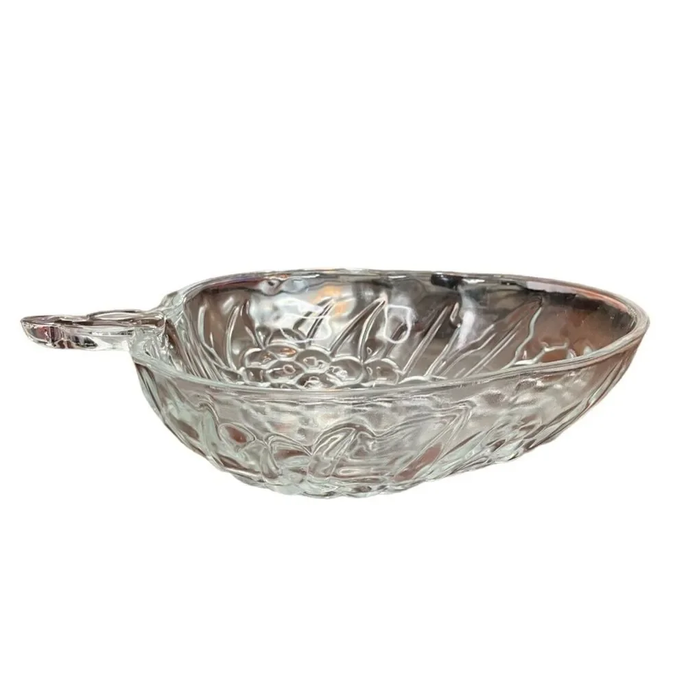 Vintage Glass Grape Shaped‎ Clear Glass Large Fruit Serving Bowl Embossed